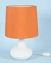 Table lamp "Rosenthal" – fluted porcelain body, plastic mount, orange fabric shade, 1 socket, H= 41 cm