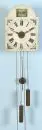 Horloge murale - horloge à cadran peint avec réveil – bois, façade beige avec décor imprimé et chiffres romains, pendule, 2 poids, 31 x 22 x 14 cm