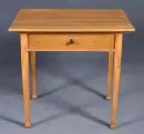 Table d'appoint – merisier, 4 hauts pieds coniques, 1 tiroir, 81 x 90 x 69 cm, 19e s.