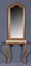 Table console avec miroir – acajou, décorations sculptées, 2 pieds galbés, plateau en marbre blanc, cadre de miroir profilé et galbé, 205 x 71 x 30 cm, fin 19e s.