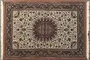 Kork Ghoum, Persia, 108 x 156 cm – wool, very fine knotting, light ground, large multicoloured medallion, surrounded by floral motifs,…