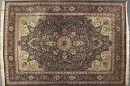 Kork Ghoum, Persia, 202 x 304 cm – older, wool, very fine knotting, dark blue ground, multicoloured central piece, surrounded by floral scroll…