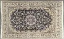 Kork-Nain rug, Persia, 115 x 186 cm – older, wool with silk, very fine weave, dark blue ground, multicoloured medallion, surrounded by floral motifs, several borders