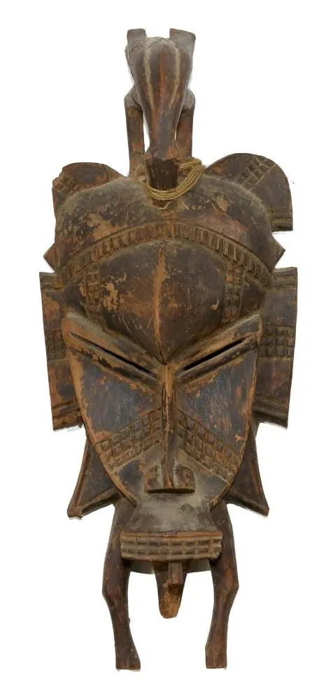 Senufo Kpelie Maske – mit Calao Vogelaufsatz