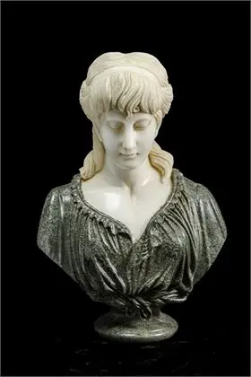 BELLOC, Jean-Baptiste (1863 Pamiers - 1919 Paris). Grand buste en marbre bicolore d'une jeune femme