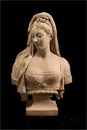 CHINARD, Joseph (1756 Lyon - 1813 aldaar). Buste van een vrouw in empirejapon