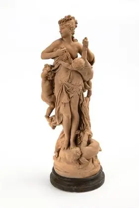 CARRIER-BELLEUSE, Albert-Ernest (1824 Anizy-le-Château -1887 Sèvres). Terakotová skupina: Nymfa s putti