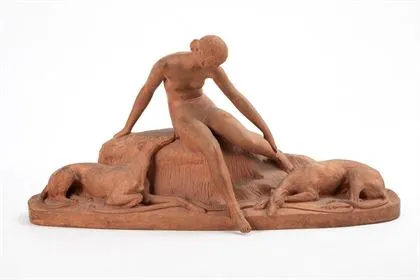 BITTER, Ary (1883 Marseille - 1972 Parijs). Jonge vrouw met windhonden