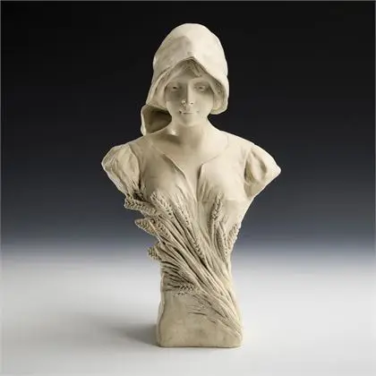Buste d'une jeune femme avec gerbes de blé