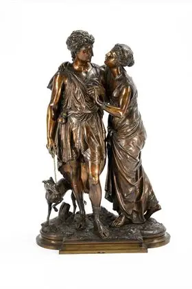 GREGOIRE, Jean-Louis (1840 Paris - 1890). Groupe antiquisant - Couple amoureux