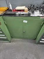 1 metal tool cabinet, low with contents