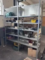 1 shelf rack, approx. 2 linear m, plug-in system with contents