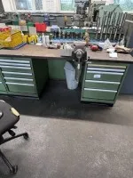 1 workbench with contents, vice, height-adjustable and office chair