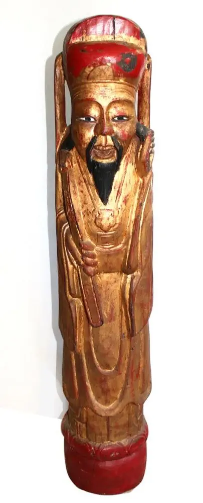 Shou Lao. – Chińska figura z drewna z polichromią