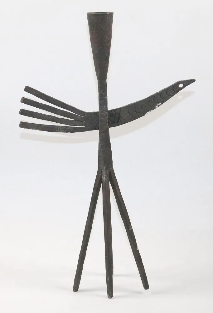 Skura, Stanislaw – (1909-1981) Cast iron candlestick with bird sculpture