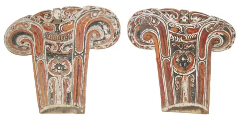 Lagim boat shields – pair of splashboards from the Massim Trobriand Islands