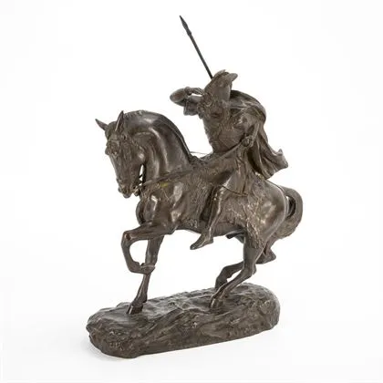 CARTIER, Thomas-Francois (1879 - 1936 Saint-Vallier). Bronzefigur eines gallischen Spähers zu Pferde