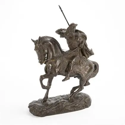 CARTIER, Thomas-Francois (1879 - 1936 Saint-Vallier). Figure en bronze d'un éclaireur gaulois à cheval