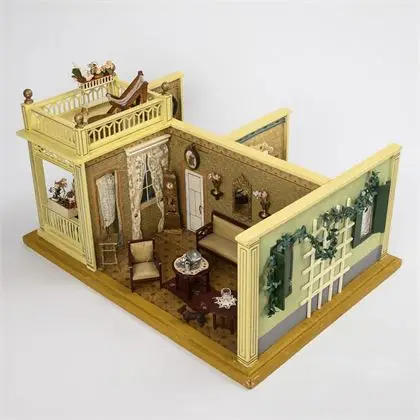 Zeldzaam poppenhuis met veranda en dakterras. Moritz Gottschalk