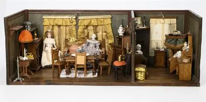 Maison de poupée avec meubles en chêne