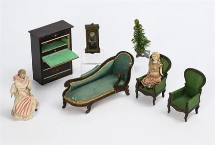 4 meubles de maison de poupée de qualité et régulateur style Boulle