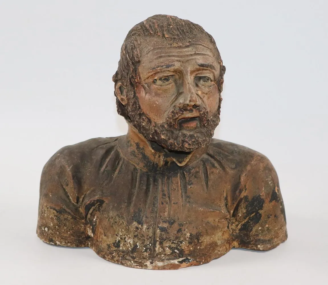 Terracotta Heiligenfigur. – Büste, wohl 17./18.Jh