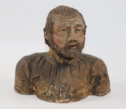 Terracotta Heiligenfigur. – Büste, wohl 17./18.Jh