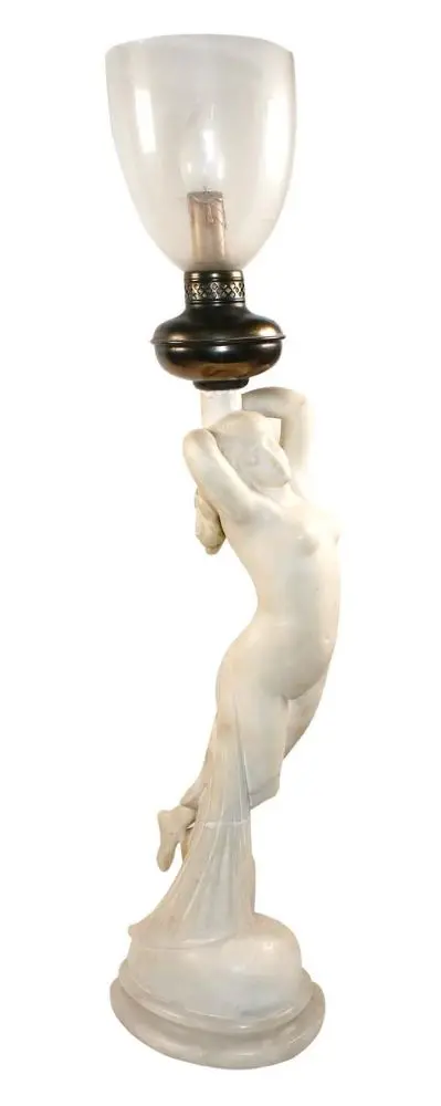 Jugendstil – Alabaster-Tischlampe
