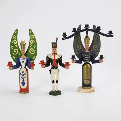 3 figures de bougeoir. Atelier Helmut Kempe, Cossebaude près de Dresde