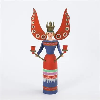 Ange de bougeoir avec ailes rouges. Wendt & Kühn