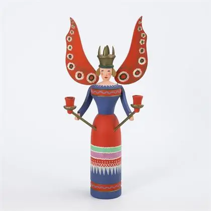 Ange de bougeoir avec ailes rouges. Wendt & Kühn