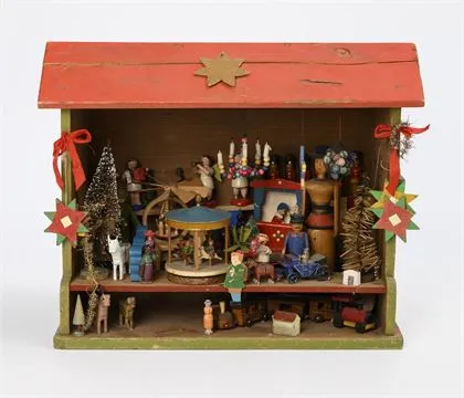 Petit stand de vente de Noël. Erzgebirge