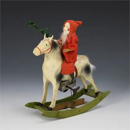 Père Noël sur cheval à bascule mécanique