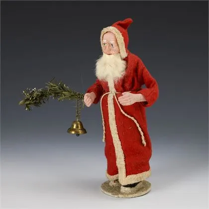 Père Noël avec branche de sapin et clochette