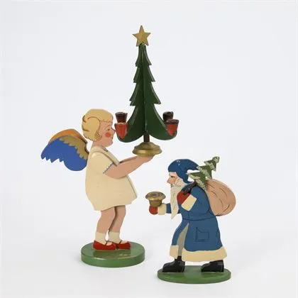 2 platte houten figuren. Erzgebirge