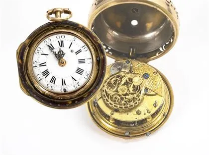 Daniel de St Leu. High-quality historical gold pocket watch with tortoiseshell outer case, London mid-18th century