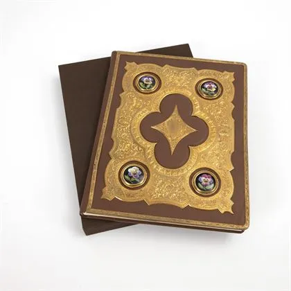 Livre vierge - reliure de luxe avec plaques de porcelaine