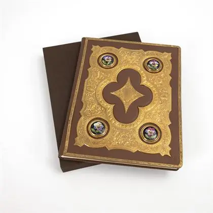 Livre vierge - reliure de luxe avec plaques de porcelaine