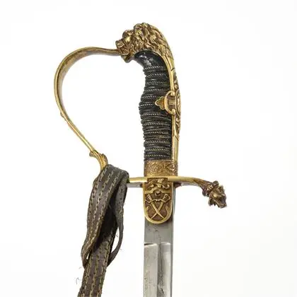 Officiers leeuwenkop sabel met schede en portepee