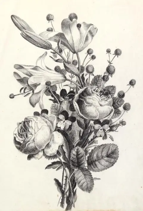 Roses and lilies – 5 charcoal drawings
