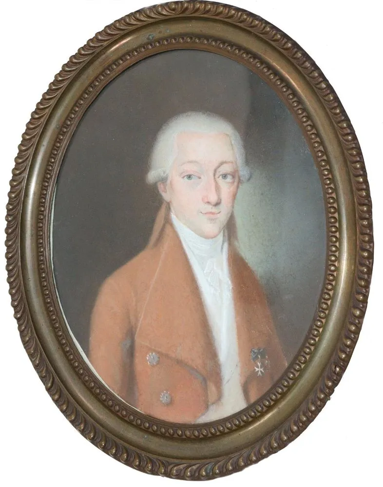 Habsburg. – Ovaal portret van een heer in roodachtige jas met Orde van het Witte Kruis