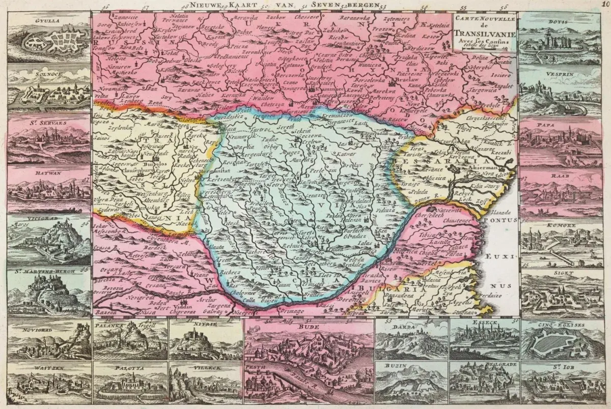 Antique war map. – Transylvania and Ukraine