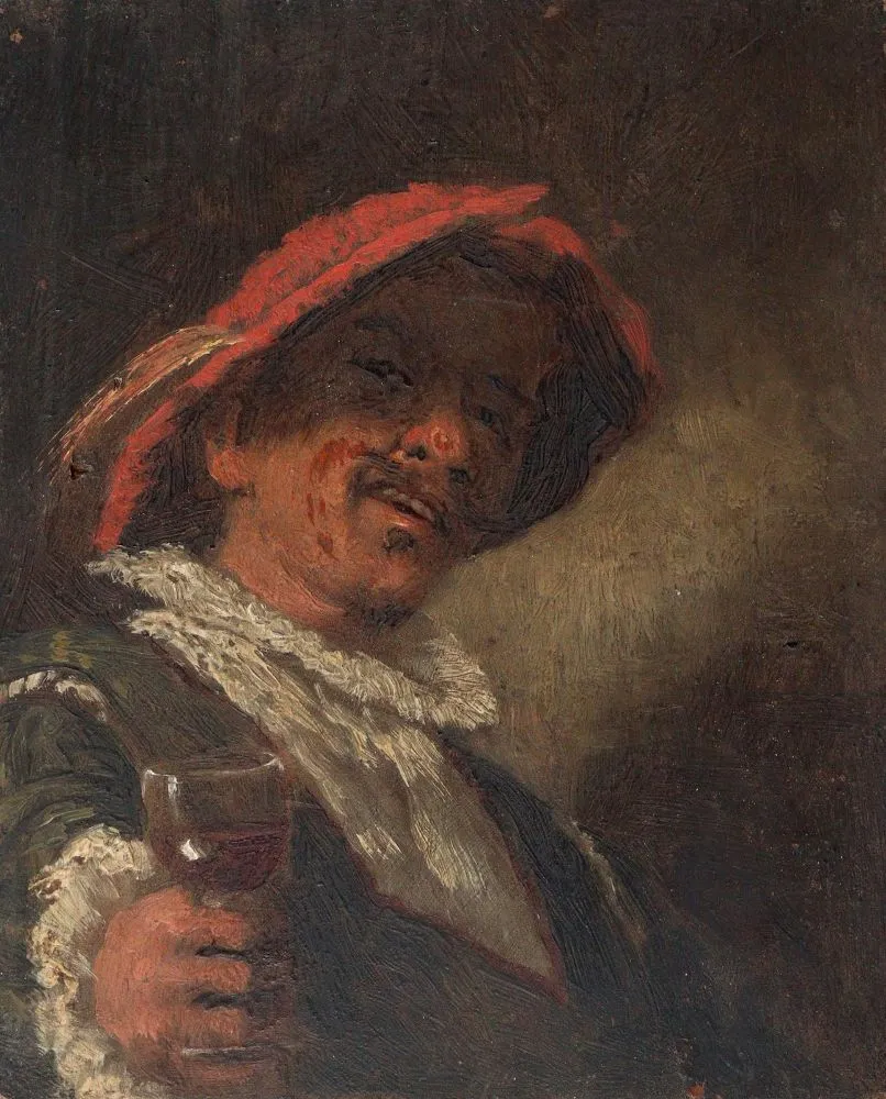 Tavern scenes. – Two pipe smokers and a wine drinker