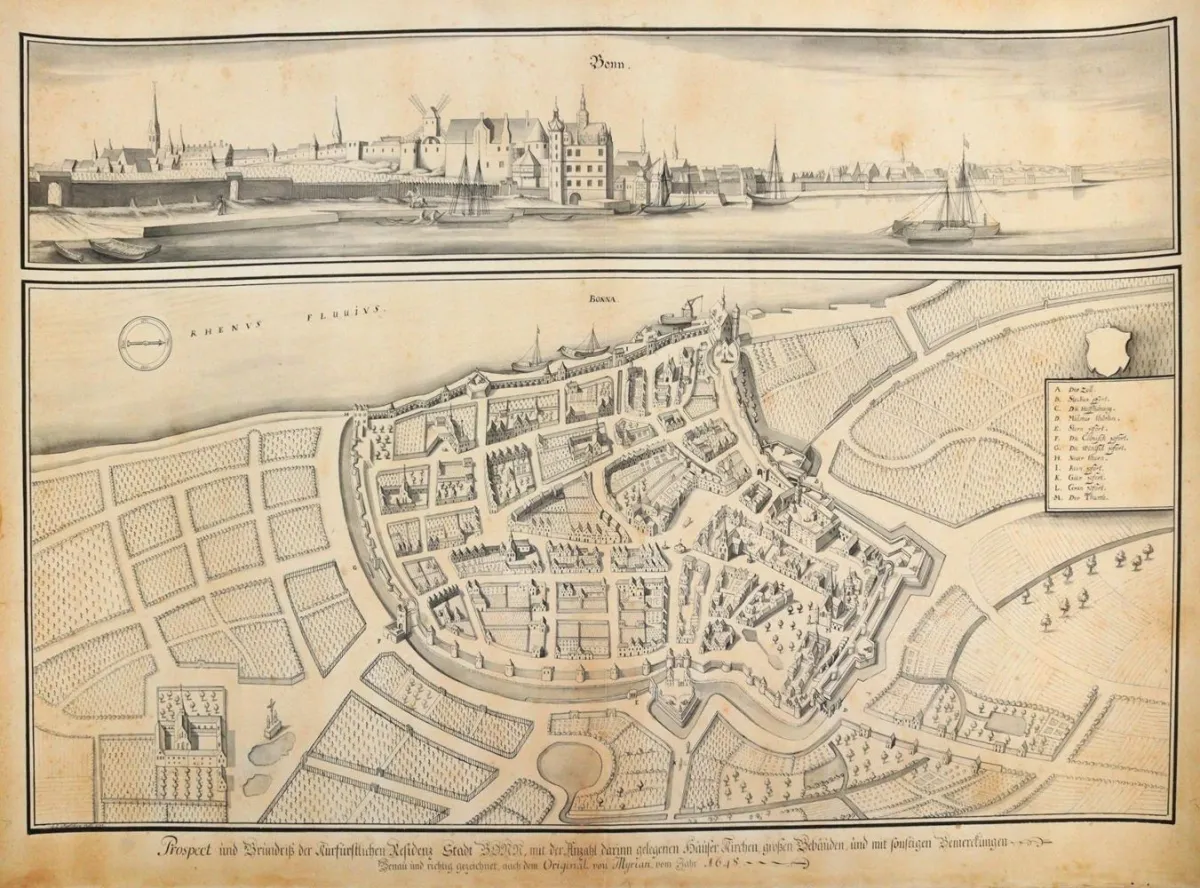 Bonn – Prospect et plan de la ville résidentielle électorale de Bonn