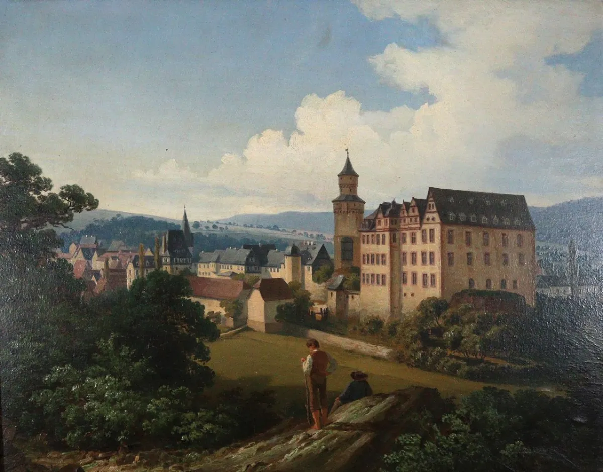 Idstein im Taunus. – Öl auf Holz, Deutsch, Mitte 19