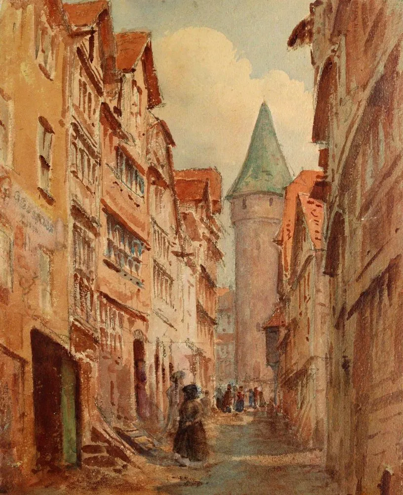 Kassel. – Historická ulice u Druselturm