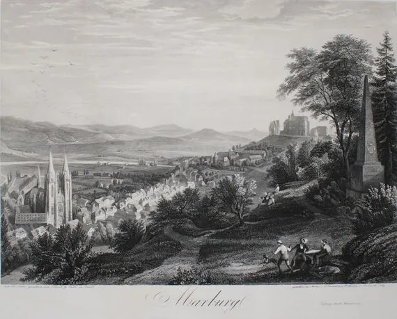 Marburg. – Widok Marburga z "Civitates orbis terrarum" Hoberga
