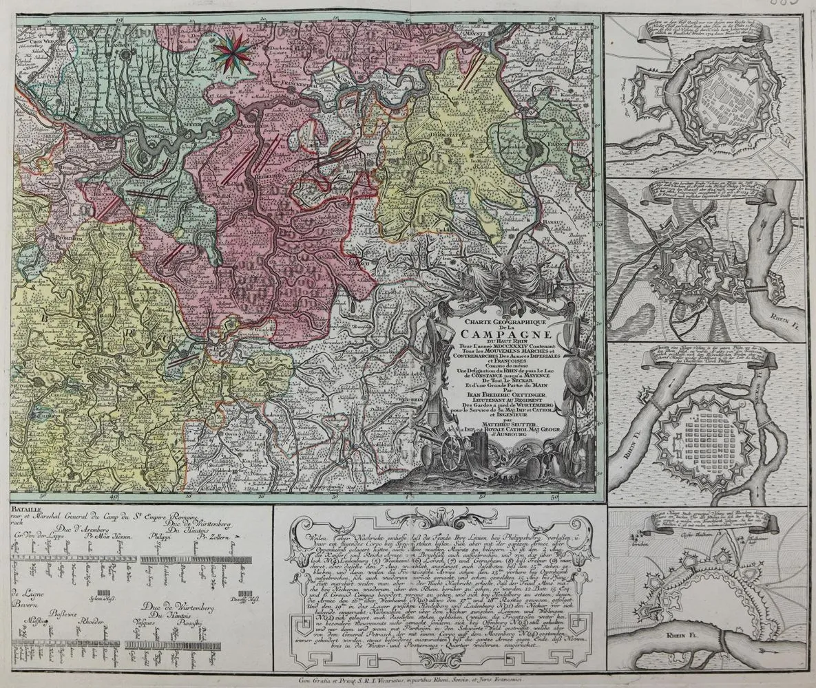 Rýn. – Carte Geographique de la Campagne dü Haut Rhin