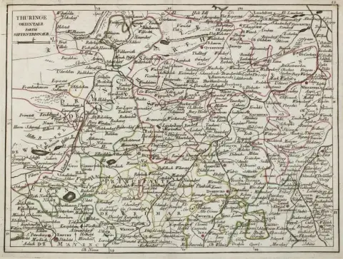 Saxony – and Thuringia. 18 partly coloured copper engravings from G. L. Le Rouge "Atlas nouveau portatif", 1760