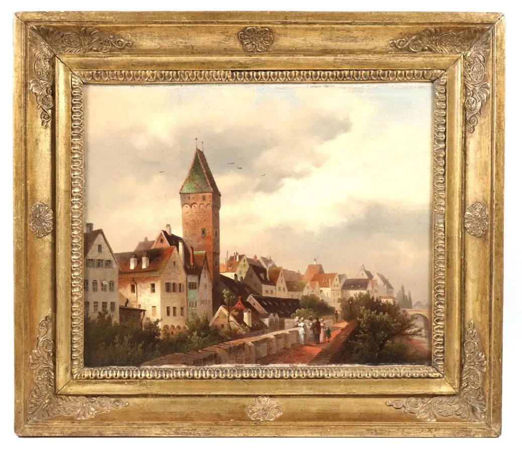 Ulm. – Blick von der Ulmer Stadtmauer auf den Metzgerturm